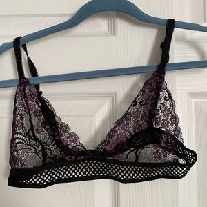 Lacy bralette with purple flower details